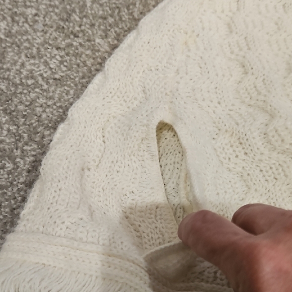 Vintage Blue Bird Kids Creamy White Knit Fabric poncho wrap shawl fringe size 5T - Picture 5 of 6